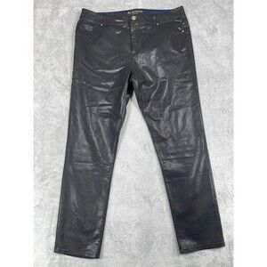 Chico's Platinum Coated Jeans Womens 3 Black Cotton Stretch  Straight Leg